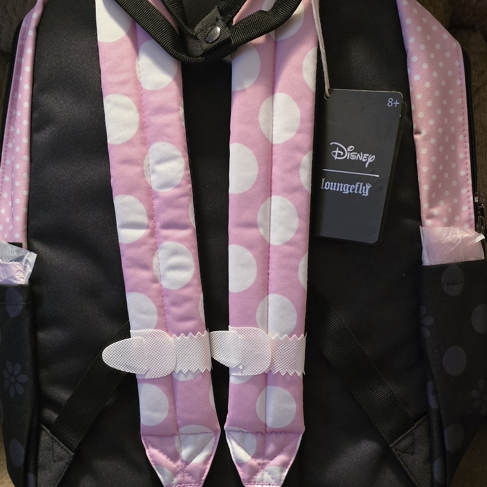 **NEW** Loungefly Minnie Mouse Pink and Black Kids Backpack - Picture 3 of 6